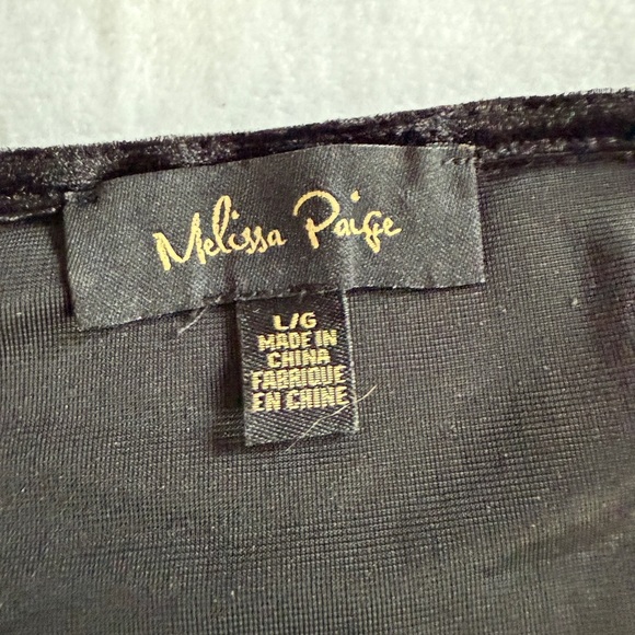 Melissa Paige Black Velvet Cold Shoulder Top - Size L - Picture 3 of 5